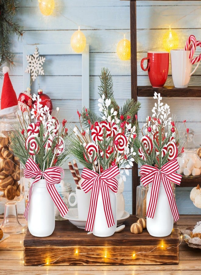 Pascliyna 3 Christmas Mason Jars Decorations, Red Berry Candy Mason Jar Christmas Centerpieces for Tables, Holiday Mason Jar Decor for Dining Coffee Table Xmas Winter Holiday New Year Home Ornament - Image 4